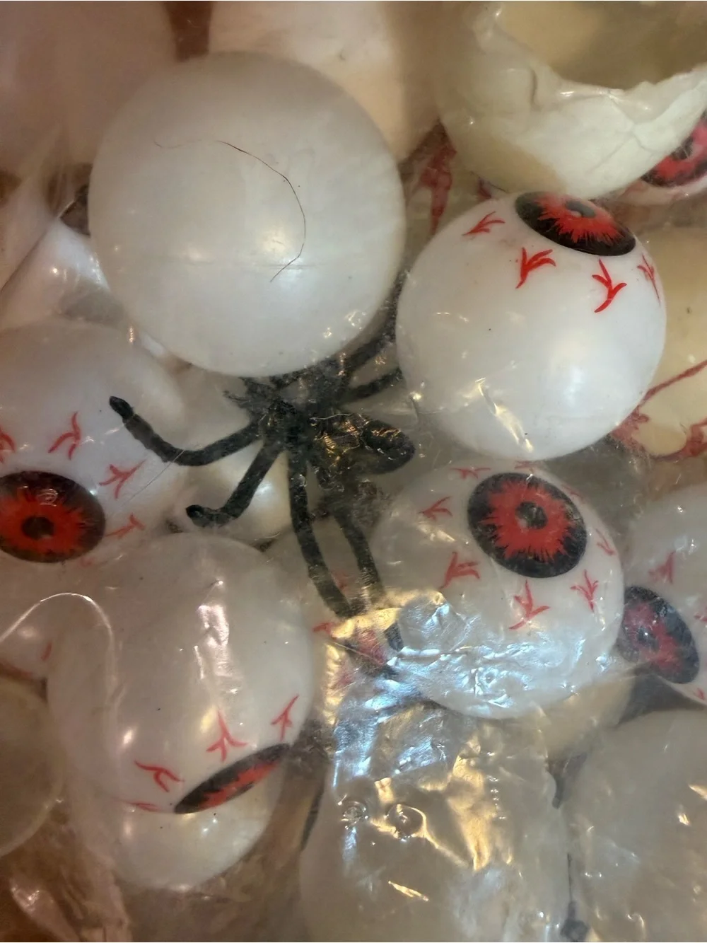 Bag of Decorative Eyeball Props - White with Red and Black Details Craft Monster